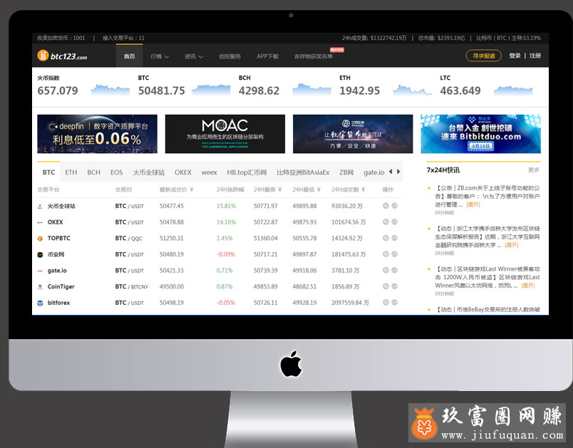 《BTC123》区块L门户站 帝国CMS7.5模板