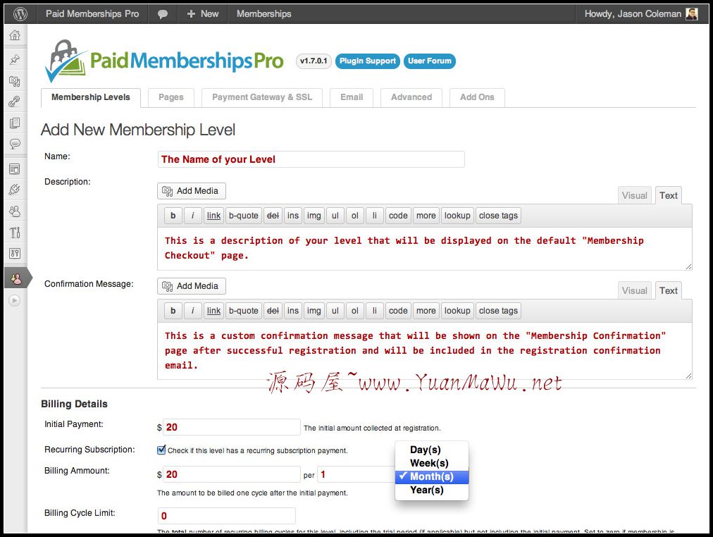 Paid Memberships Pro WordPress 会员管理插件